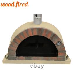 Four à pizza extérieur en briques de 100 cm, avec foyer en bois, sable et briques orange de style italien.