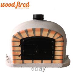 Four à pizza extérieur en briques et bois de 80 cm, modèle Deluxe gris avec porte noire