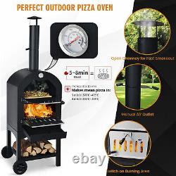 Four à pizza portable pour l'extérieur, barbecue à pizza de patio, fabricant de pizza au feu de bois et chauffage