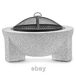 Foyer de feu MgO, rond avec grille de barbecue, Ø75cm Gris clair