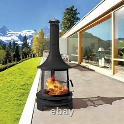 Foyer de feu de cheminée extérieur en acier avec grille pour barbecue, grand et haut à brûlage de bois