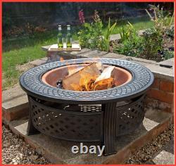 Foyer de feu lourd et grand extérieur, brasero de jardin chauffant table ronde barbecue et grillade