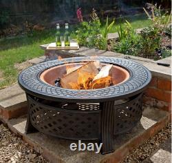 Foyer de feu lourd grand brasero de jardin extérieur table ronde barbecue et grill