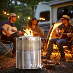 Foyer de feu sans fumée en acier inoxydable pour bois de chauffage portable pour l'extérieur