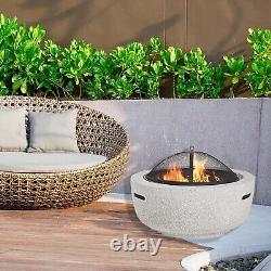 Foyer de jardin ECASA en béton effet pierre avec gril BBQ gris clair