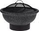 Grand Fire Pit Bowl & Bbq Grill Patio Fire Outdoor Fire Pit 49cm Granite Effect
