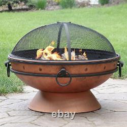 Grand brasero de barbecue extérieur pour jardin avec grille de brûlage de bûches en charbon de bois de gros calibre de forme ronde