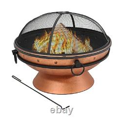 Grand brasero de barbecue extérieur pour jardin avec grille de brûlage de bûches en charbon de bois de gros calibre de forme ronde