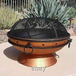 Grand brasero de barbecue extérieur pour jardin avec grille de brûlage de bûches en charbon de bois de gros calibre de forme ronde