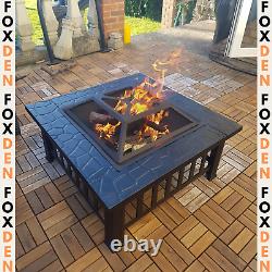 Grand brasero de jardin en fonte pour barbecue avec bol chauffant pour brûler les bûches en extérieur