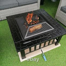 Grand brasero de jardin en fonte pour barbecue avec bol chauffant pour brûler les bûches en extérieur