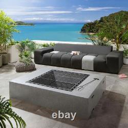 Grand brasero de jardin extérieur en bois 3-en-1 avec barbecue gris 150x110cm