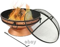 Grand brasero rond à effet cuivre pour barbecue, chauffage de patio et feu de jardin