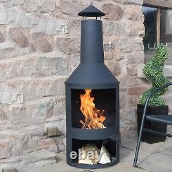 Grand brûleur de bûches en acier pour cheminée extérieure de jardin ou de terrasse