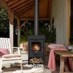 Grand chauffage extérieur Poêle à bois d'intérieur Lanterne de jardin en métal noir pour patio