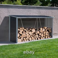 Grand magasin de bûches en bois pour l'extérieur en acier galvanisé Abri de rangement de bois de chauffage de jardin au Royaume-Uni