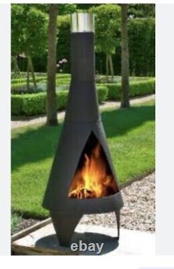 La Hacienda Firepit Colorado Cheminée de jardin en acier noir, chauffage extérieur, prix de détail recommandé de £174.