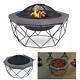 Outdoor Diamond Stand Fire Pit Brazier Mesh Spark Guard Bbq Grill Metal Poker