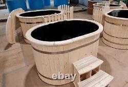 Oval Hot Tub Pour 2 Personnes Mini Spa Spa Au Bois Japonais Avec Chauffage Extérieur
