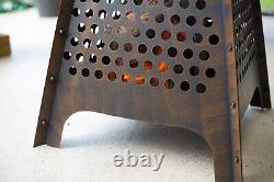 Panier de feu brasero chauffant de patio robuste en effet bronze 59x53x53 cm.