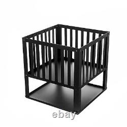 Panier de grand foyer carré en métal noir pour barbecue extérieur, chauffage de jardin et brûleur de bûches