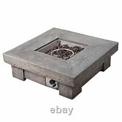 Peaktop Firepit Outdoor Gas Fire Pit Wooden With Lava Rock & Cover Hf11501aa-royaume-uni