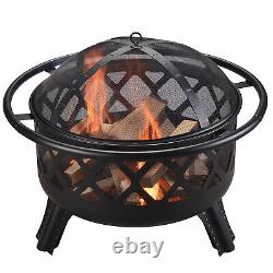 Peaktop Firepit Outdoor Wood Burning Fire Pit For Logs Steel With Cover Cu296