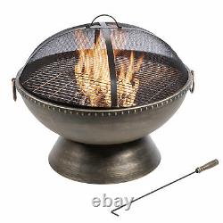 Peaktop Firepit Outdoor Wood Burning Fire Pit Steel Bbq Grill Poker Hr30701aa
