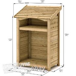 Petit abri en bois de qualité pour le rangement du bois de chauffage en extérieur avec couverture de jardin