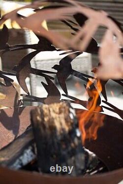 Pit de feu Globe en acier oxydé Swallows Chauffage extérieur 61x50x50 cm