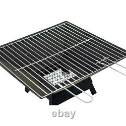 Pit de feu carré avec grille de barbecue chauffante pour jardin extérieur brasero terrasse extérieure