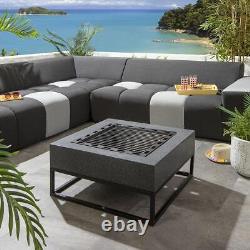 Pit de feu de jardin 3 en 1 en bois pour barbecue d'extérieur carré gris 70cm de qualité supérieure