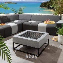 Pit de feu de jardin extérieur en bois 3 en 1 Premium BBQ carré gris 70cm