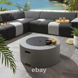 Pit de feu de jardin extérieur moderne 3 en 1 avec barbecue en bois rond gris de 75cm