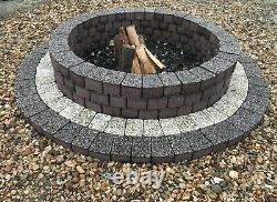 Pit de feu en pierre de 140 cm, chauffage de jardin extérieur en granit, brique et béton