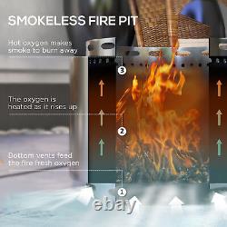 Pit de feu portable sans fumée avec poker, en acier inoxydable
