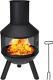 Pit De Journal De Feu En Métal Chiminea Trépied Chauffage De Jardin Extérieur Cheminée 76 X 37cm Noir