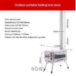 Poêle à bois de camping pliable pour chauffage de tente en extérieur