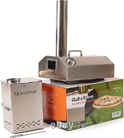 Qubestove Outdoor Pizza Oven Wood Fired With Rotating Pizza Stone 2-in-1 Design