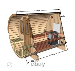 Sauna Extérieur De Baril De Jardin De 280cm Avec Harvia Électrique / Chauffage Au Bois