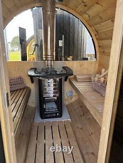Sauna tonneau pour 3-4 personnes avec poêle à bois
