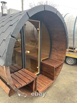 Sauna tonneau pour 3-4 personnes avec poêle à bois