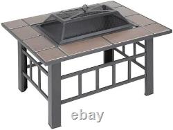 Table de foyer 3 en 1, grill BBQ et seau à glace rafraîchisseur de bois, charbon de bois et bûches