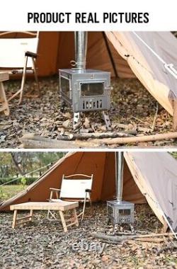 Tente de cuisine portable pliante ultralégère pour le camping en plein air avec chauffage au feu de bois en verre