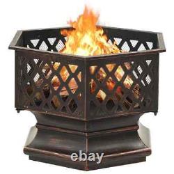 Vidaxl Rustic Fire Pit With Poker XXL Steel Fire Bowl Patio Heater Home Garden