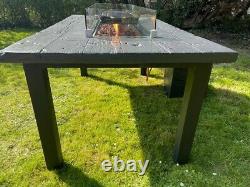 Wood Effect Garden Table Fire Pit Barbecue Barbecue État De La Monnaie